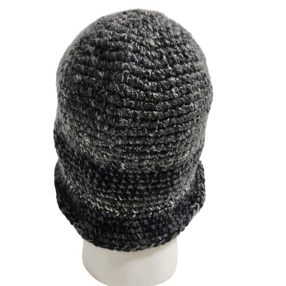 Bucket Hat handknit shades of charcoal grey black with brim - Picture 6 of 8